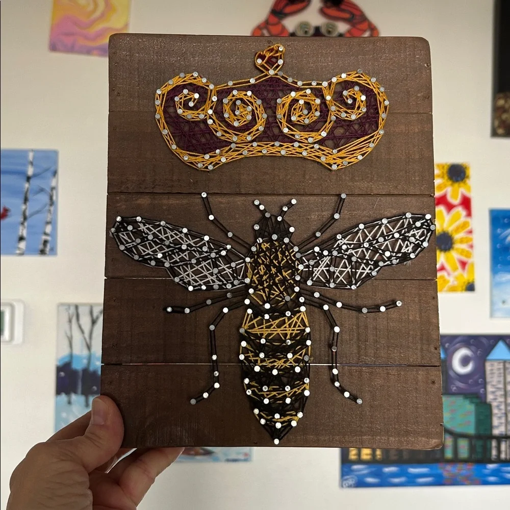 Primitives by Kathy Queen Bee String Art on Wood base